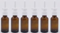 Snoot! 6-Pack 1 oz Nasal Spray Bottle Mist Sprayer, Refillable Amber Glass Atomizer