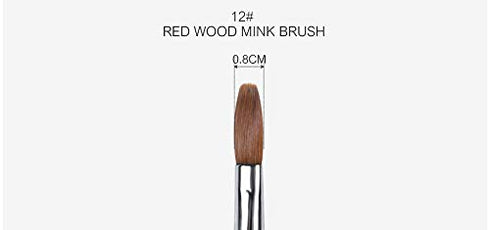 Kolinsky Sable Acrylic Nail Art Brush, Professional Red Wooden Nail Brush (12#) for Nail Design