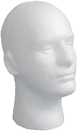 Male Wig Display Mannequin Head Stand, Styrofoam Foam, White