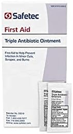 Safetec Triple Antibiotic Ointment .9 g Pouch (144 Count Box) for First Aid on Minor Cuts, Scrapes, and Burns