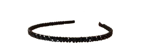 Fashion Super Shiny Women Two Rows Black Crystal Beads Headband, Rhinestone Beaded Hair Accessories