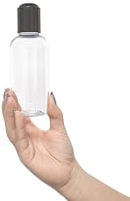 ljdeals 4 oz Clear Plastic Empty Bottles - Refillable Cosmetic Containers with Black Disc Top Caps, Pack of 6