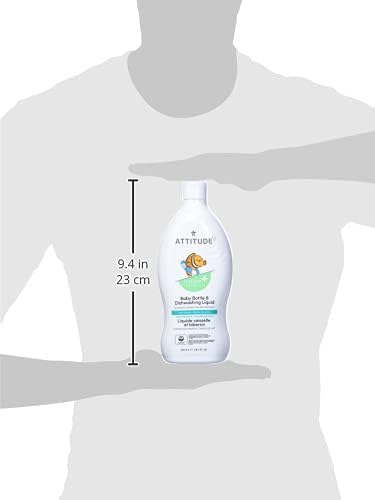ATTITUDE Baby Dish Soap and Bottle Cleaner, EWG Verified, Vegan, Pear Nectar, 23.7 Fl Oz, No Added Dyes or Fragrances