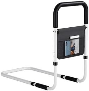 Hopelight Adjustable Bed Rail Support Handle with Storage Pouch, White and Black, Height Assist Safety Guard
