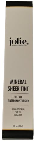 Jolie Mineral Sheer Tint SPF 20, Oil Free Face Tinted Moisturizer, Hydration, Coverage, Vegan (Cameo Glow)