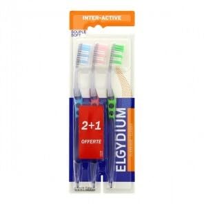 Elgydium Inter-Active Soft Toothbrush, Pack of 3