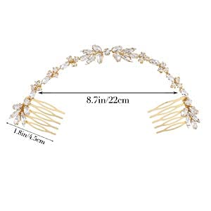 Unicra Bridal Hair Combs Wedding Crystal Headpieces Accessories for Brides (Gold).