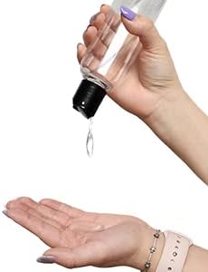 ljdeals 8 oz Clear Plastic Empty Bottles with Black Disc Top Caps, Refillable Containers, Pack of 6, BPA Free