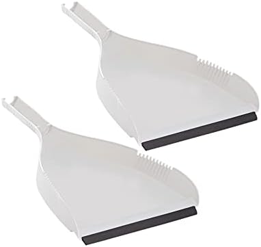 Superio Clip-On Dustpan - Heavy Duty Plastic, Easy Grip Dust Pan with Rubber Edge, 2-Pack