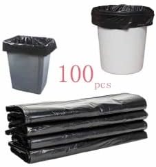 100pcs Black Disposable Clean Garbage Bags, Not Leak Bulk Plastic for Home Kitchen Office, Outdoor, Travel