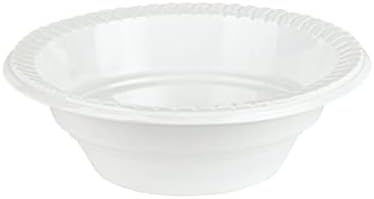 White Plastic Soup Bowls - Disposable Dinnerware Plates, Microwavable for Hot, Cold, Dessert, Salad, Cereal, Snack Use,