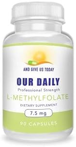 Our Daily Vites L-Methylfolate 7.5 mg Maximum Strength Active Folate, Gluten Free, 90 Capsules