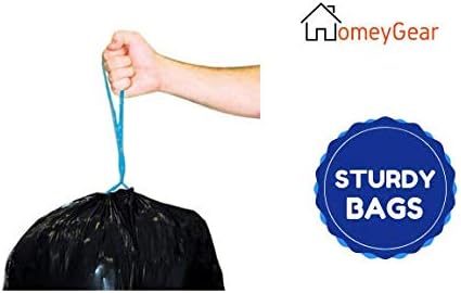 HomeyGear 30 56 Strong Large Gallon Drawstring Trash Bags Black Can Liners Kitchen Garbage Bags Multipurpose CT Home