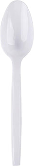 Plastic Disposable Spoons, Individually Packaged, 7-Inch White Commercial Take Away, 100 PCS