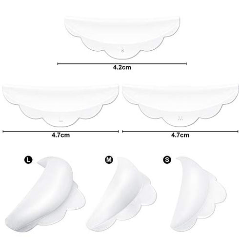 Hicarer 48 Pieces Raise Eyelashes Rods Silicone Eyelash Pads (small, Medium, Large), Rods for Raise Eyelashes Silicone Eyelash Perming Curler, Pads for Eyelashes Makeup Tool(White)