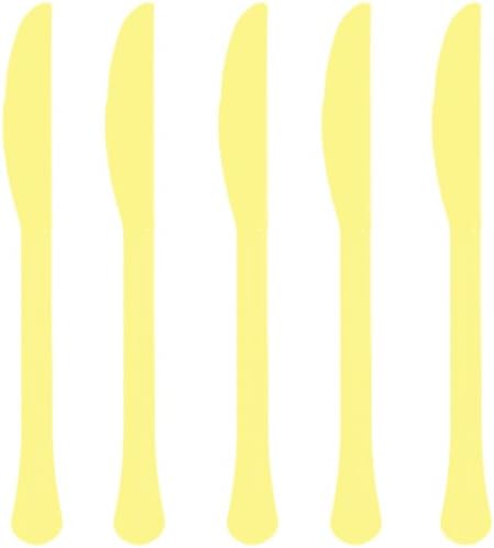 Light Yellow Plastic Heavy Weight Knives, 20 Count - Premium Disposable Plastic Cutlery for Home Use and Occasions