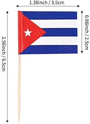 JAVD CYPS 100 Pcs Cuban Toothpick Flags, Mini Stick Cupcake Toppers, Country Picks Party Decoration, Cocktail Food Bar