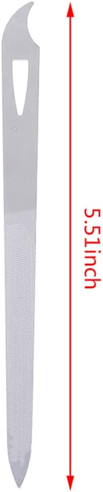 Yeshan Stainless Steel Triple-Cut Long Nail File with Nail Cleaner Tip, 5.5 Inch, Pack of 2