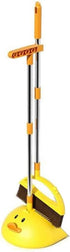 Cute Duck Cleaning Broom and Dustpan Set with Long Handle for Home Kitchen Room Office, Indoor Outdoor (Yellow)