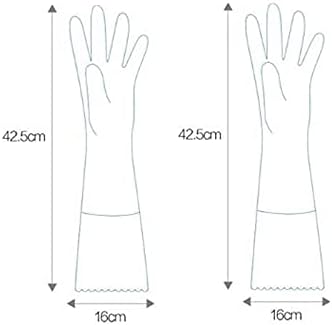 1 Pair Pink Flower Rubber Gloves, Non-slip Waterproof Winter Household Dishwashing Latex Glove with Fleece Lining