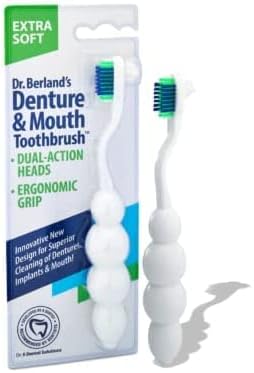 Dr. B Dental Solutions Ergonomic Denture Toothbrush, Extra Soft Bristles for Implants & Overdentures, Single Pack