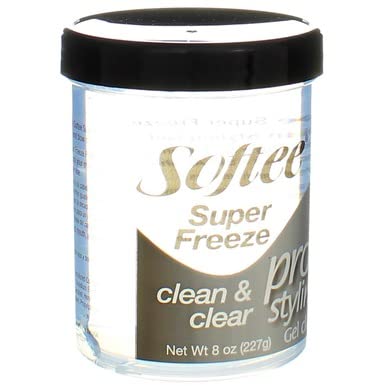 Softee Protein Super Freeze Hair Styling Gel, 8 Ounce for Strong Hold