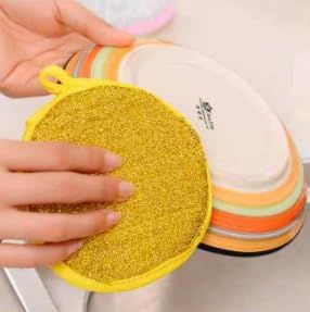 4 pcs Multi-Purpose Kitchen Double Side Round Dishwashing Sponge Scrubber Cleaning Tool