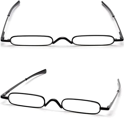 Viseng 2 Pack Slim Mini Metal Reading Glasses, Compact Lightweight Portable Readers with Glasses Case +2.5