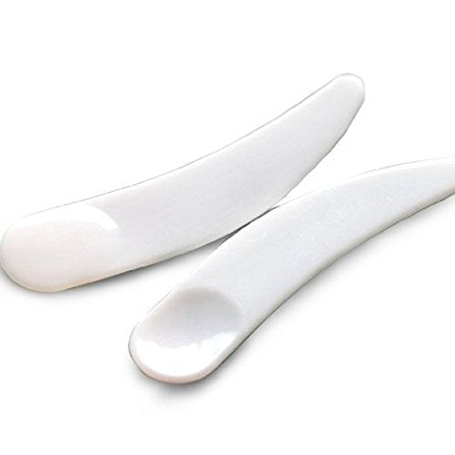 Onwon Mini Curved Cosmetic Scoop Makeup Mask Plastic Spoon, 100 PCS, White