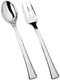 Mini Polished Silver Spoon and Fork Plastic Combo Set Durable Disposable Utensils