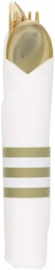 Premier Stylz Gold Pre-Rolled Plastic Cutlery Sets - 10 Set - Includes