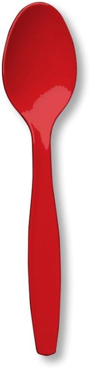 Creative Converting 50-Count Touch of Color Premium Plastic Spoons, Classic Red