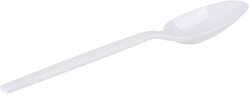 Plastic Disposable Spoons, Individually Packaged, 7-Inch White Commercial Take Away, 100 PCS