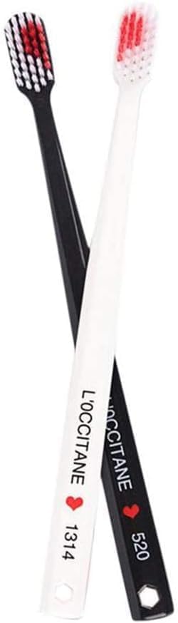 2Pcs Black and White Heart Shaped Toothbrushes, Eco-Friendly Nano Manual Dental Care Brushes, One Size
