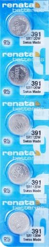 Renata 391 Silver Oxide Watch Battery, 5 Pack