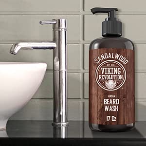 Viking Revolution Beard Wash Shampoo - Softens & Strengthens with Argan & Jojoba Oils, Sandalwood Scent (17 oz)