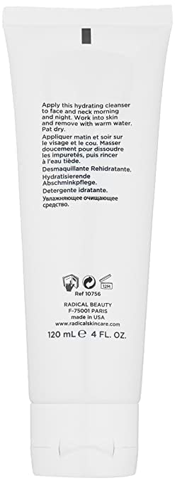 Radical Skincare Hydrating Cleanser - Non-Drying, Gentle Formula for All Skin Types, Paraben & Cruelty Free (4 Fl Oz)