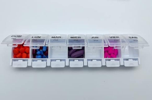 ODSD 7 Healthaccessories Spanish Pill Box Day Twice-a Day AM PM Weekly Pill Planner Organizer - Large Compartment Pill