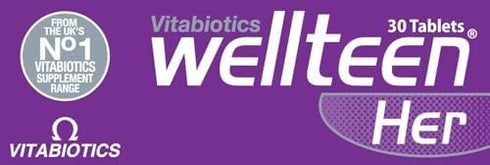 Wellteen Her - Nutritional Support for Teenagers and Young Women Ages 13-19, 30 Tablets
