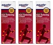 Equate Ultra Strength Pain Relieving Cream Muscle Rub, 4-Ounce Tube (Pack of 3)