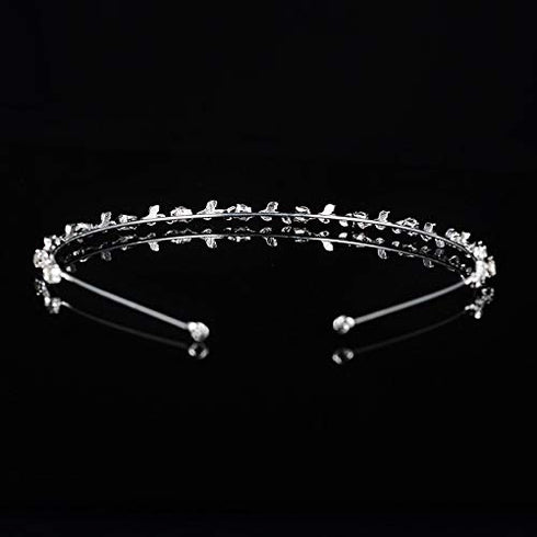 SUWOW Bridal Headband for Wedding, Stylish Rhinestones Crystal Crown Flower Leaf Tiara Headpiece for Women and Girls