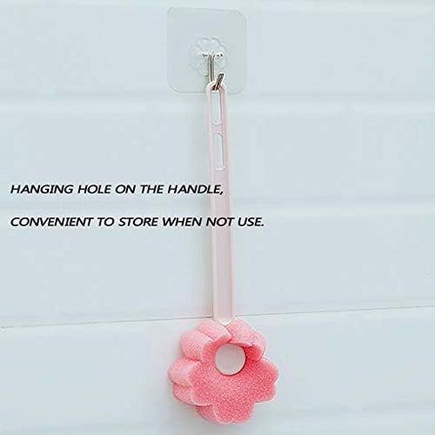 5Pcs Pink Sponge Bottle Brush, 17cm Long Handle Flower Shaped Cleaning Brushes for Reusable Containers