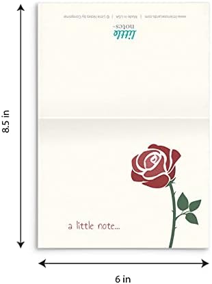 Little Notes by Comptime (12 Rose Note Cards Foldover Cards and Envelopes) Rose Thank You Cards
