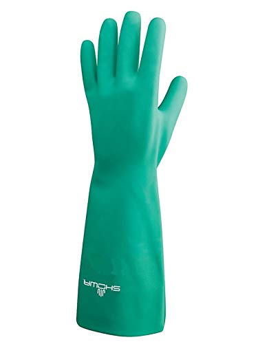 SHOWA Chemical Resistant Gloves, Nitrile, XL, Light Green