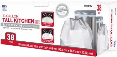 True Value 1942866 Tall Kitchen Drawstring Trash Bags, White, 13-Gallons, 38-Ct. - Quantity 1