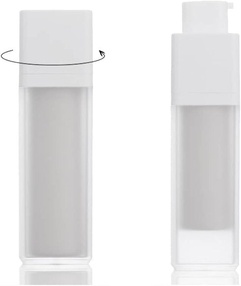 2 Pcs Frosted Plastic Airless Pump Bottles, Refillable Foundation Bottles, Empty Cream Lotion Bottles, Square Essence