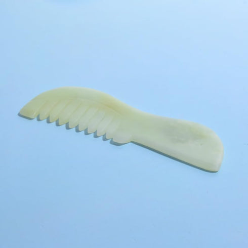 Long Gua Sha Comb, Natural Jade Stone GuaSha Scraping Massage Therapy Tool, Scalp Comb for Head Hair Caring, Meridian