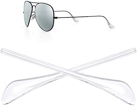 Replacement Temple Tips Ear Socks for Ray-Ban Aviator RB3025 3026 Sunglasses, Black, with Bonus Bag