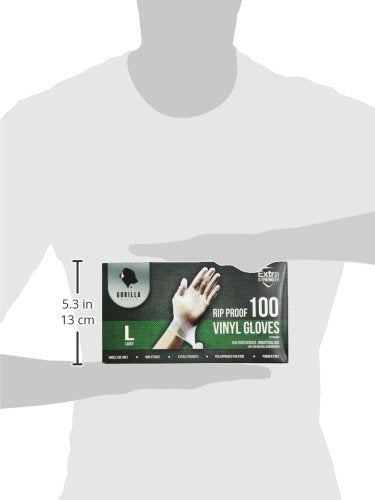GORILLA SUPPLY Disposable Heavy Duty Vinyl Gloves - Latex Free, Powder Free, BPA Free, Food Safe, Large L, 100 Count