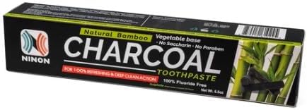 Ninon (6.5oz) 2 Pack- 100% Charcoal Toothpaste Fluoride Free - No Saccharin - No Paraben - Vegetable Base